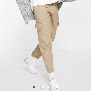 Topman Tapered Twill Cargo Pant